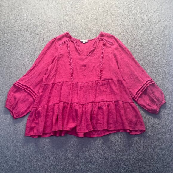 Zac and Rachel Women's Pink Long Sleeve Casual Blouse Size 2X,lightweight - Picture 8 of 8